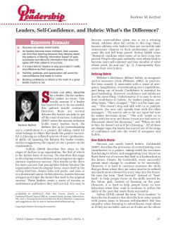 Leaders, Self-Confidence, and Hubris: What`s the Difference?