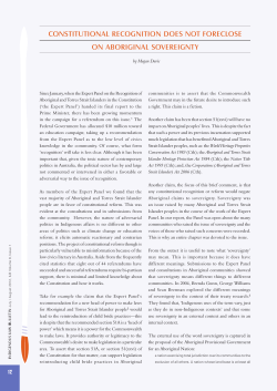 ConstItutIonal reCognItIon does not foreClose on aborIgInal