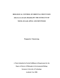 BIOLOGICAL CONTROL OF ORIENTAL FRUIT FLIES