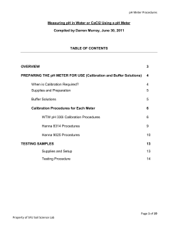 Measuring pH in Water or CaCl2 Using a pH Meter Compiled by