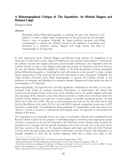 A Historiographical Critique of The Inquisition by Michael Baigent