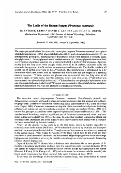 The Lipids of the Rumen Fungus Piromonas communis