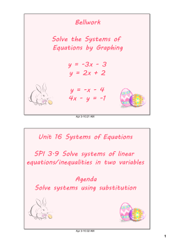 Bellwork Solve the Systems of Equations by Graphing y = -3x
