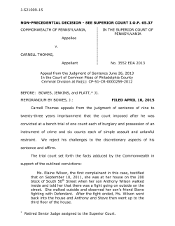 J-S21009-15 * Retired Senior Judge assigned to the