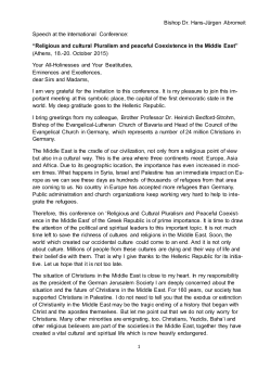 Bishop Dr. Hans-Jürgen Abromeit Speech at the