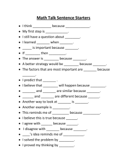 Math Talk Sentence Starters