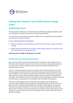 Setting New Zealand`s post-2020 climate change target Submission