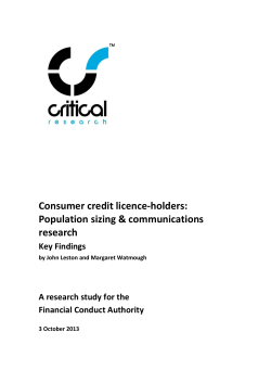 Consumer credit licence-holders: Population sizing