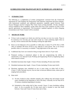 guidelines for Trainstaff Duty Schedules and