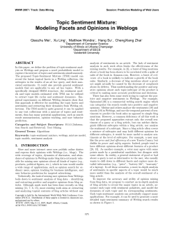 Topic Sentiment Mixture: Modeling Facets and Opinions in Weblogs