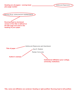 Adolescent Depression and Attachment Ima G. Student Purdue