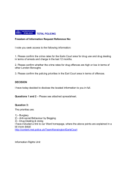 Crime rates for the Earls Court area for drug use and drug dealing