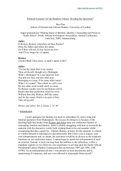 Political Economy for the Rainbow Nation: Dividing the Spectrum