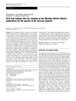 First lead isotopic data for cinnabar in the Almad&eacute;n district (Spain