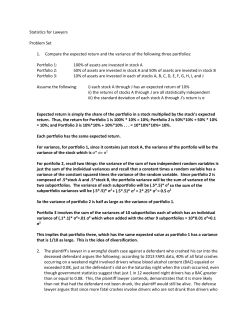 Statistics for Lawyers Problem Set 1. Compare the expected return