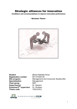 Strategic alliances for innovation - Wageningen UR E