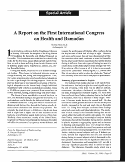 A Report on the First International Congress on Health and Ramadan
