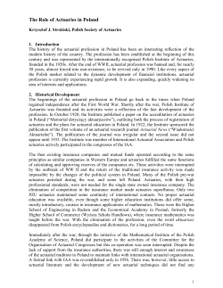 The Role of Actuaries in Poland - International Actuarial Association