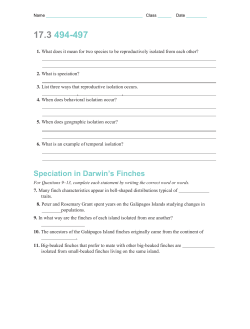 Speciation in Darwin`s Finches