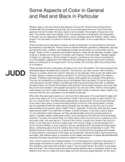 Some Aspects of Color in General and Red and Black in Particular