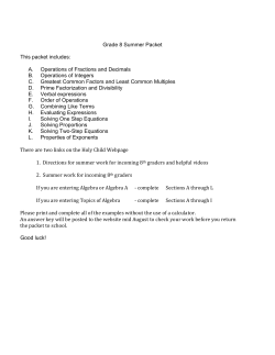 Grade 8 Summer Packet This packet includes