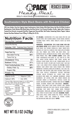 the nutritional analysis of this MRE product