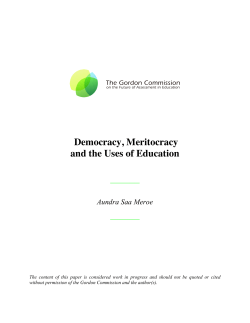 Democracy, Meritocracy and the Uses of Education