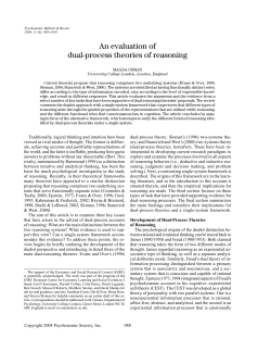 An evaluation of dual-process theories of reasoning
