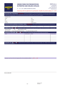 order form for presentation in printed and online catalog