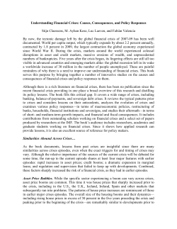 Financial Crises: Causes, Consequences, and Policy Responses