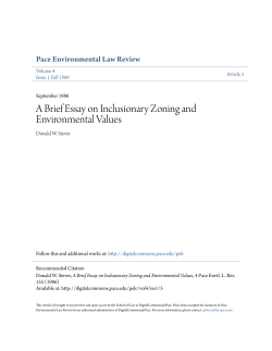A Brief Essay on Inclusionary Zoning and Environmental Values
