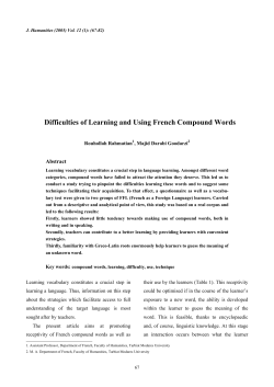 Difficulties of Learning and Using French Compound Words
