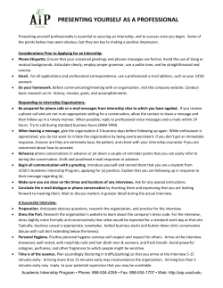 presenting yourself as a professional