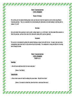 Bloom`s Taxonomy Questions To Kill a Mockingbird