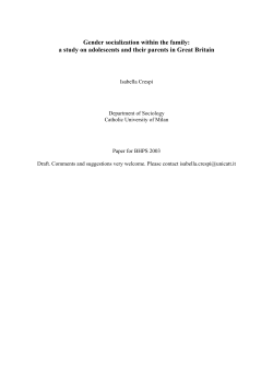 Socialisation as the Way to Gender Roles