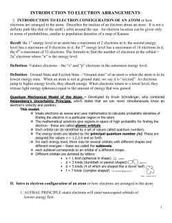 INTRODUCTION TO ELECTRON ARRANGEMENTS