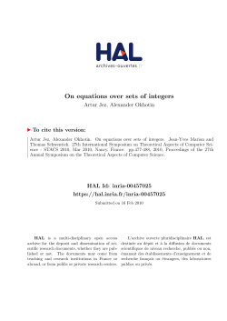 On equations over sets of integers - HAL