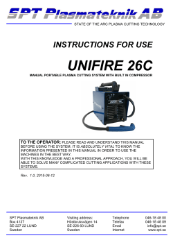 instructions for use - SPT Plasmateknik AB