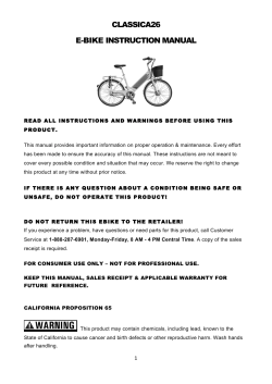 CLASSICA26 E-BIKE INSTRUCTION MANUAL