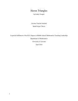 Heron Triangles - University of Arizona