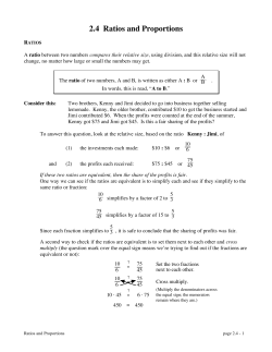 2.4 Ratios and Proportions