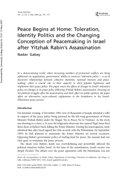 Peace Begins at Home: Toleration, Identity Politics and the