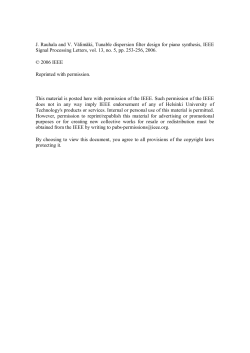J. Rauhala and V. V&auml;lim&auml;ki, Tunable dispersion filter design for