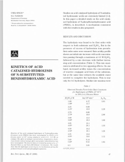 kinetics of acid catalysed hydrolysis of n
