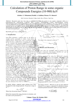 Calculation of Proton Range in some organic Compounds Energies