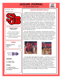 JAGUAR JOURNAL - St. John The Baptist School
