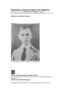 Biographies of Early Scientists in the Philippines - DOST Sci