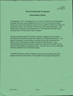 First Continental Congress Information Sheet