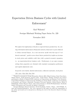 Expectation Driven Business Cycles with Limited Enforcement&lowast;