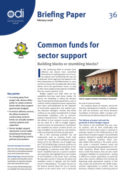 Common funds for sector support - Overseas Development Institute